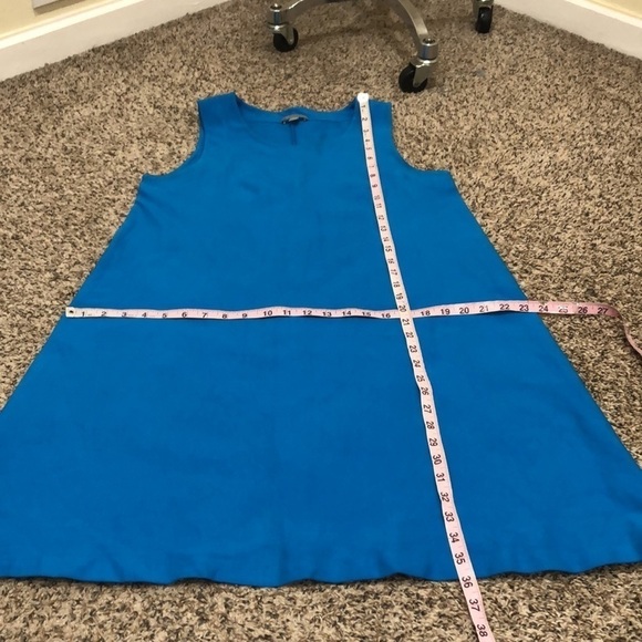 COS Shift Dress Size Medium Cyan Blue Stretch Cotton Blend - Picture 9 of 9